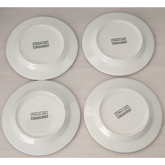 Vintage Porcelain Treasures Dessert Plates with Antique Chairs Design Set of 4 - Picture 2 of 10